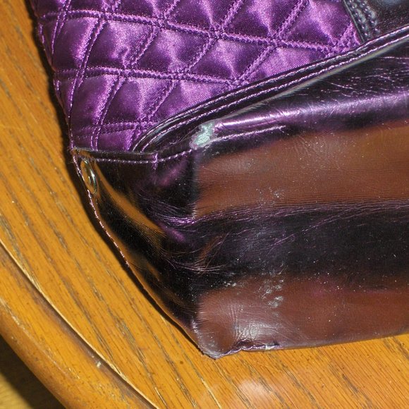 Marc Jacobs Tote Bag Quilted Purple Flawed Handles - Picture 12 of 15